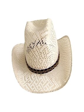 🌟 VINTAGE 🌟 M&A Company Hats Straw Cowboy Hat with Black-Brown Braided Band